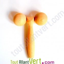 Masseur en bois de h�tre en T, 13 cm