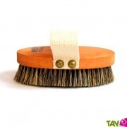 Brosse de massage de luxe en bois, fibre vgtale et crin, 14 cm