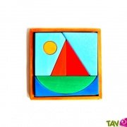 Puzzle bateau et son socle en bois, 7 pices, 1 an+