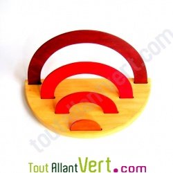 Porte lettres et papiers en bois, rouge
