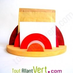 Porte lettres et papiers en bois, rouge