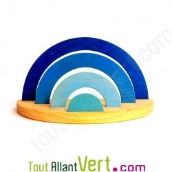 Porte lettres et papiers en bois, bleu