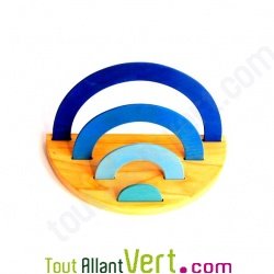 Porte lettres et papiers en bois, bleu