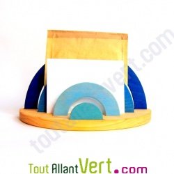 Porte lettres et papiers en bois, bleu