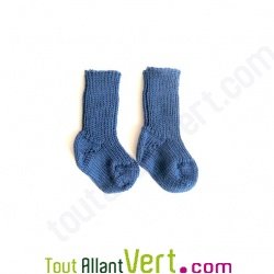 Chaussette enfant 100% pure laine vierge, bleu, 1 mois, pointure 19/20