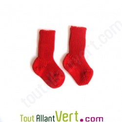 Chaussette enfant 100% pure laine vierge, rouge, nouveau n�, pointure 15/16