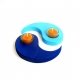 Support de bougies en bois bleu + 2 bougies dans un verre