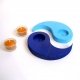 Support de bougies en bois bleu + 2 bougies dans un verre