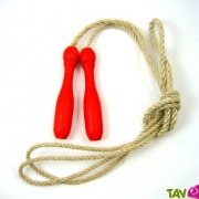Corde � sauter, bois et jute, rouge