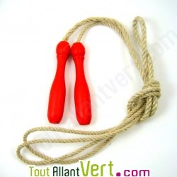 Corde � sauter, bois et jute, rouge