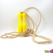 Corde � sauter, bois et jute, jaune