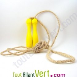 Corde � sauter, bois et jute, jaune