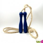 Corde  sauter, bois et jute