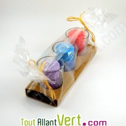Bougies votives + verre recycl�, lot de 3