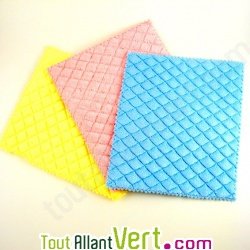 Lavettes microfibres chiffon-�ponge 17x20cm, lot de 3