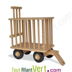 Remorque � animaux en bois 28x37 cm