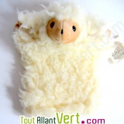 Marionnette agneau touffu 100% laine 27cm