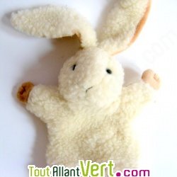 Lapin marionnette 100% laine 20cm