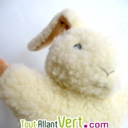 Lapin marionnette 100% laine 20cm