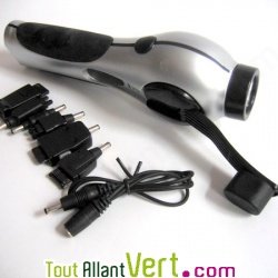 Lampe 3 Leds � manivelle longue dur�e + chargeur t�l�phone