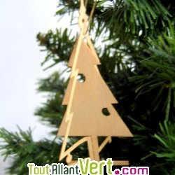 Lot de 5 d�corations de no�l suspensives en 3D pour sapin de No�l en bois