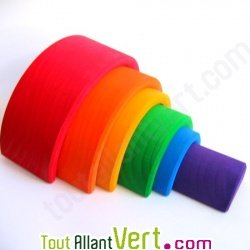 Arc en ciel en bois empilable, 6 pi�ces, 17 cm