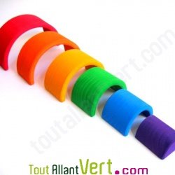 Arc en ciel en bois empilable, 6 pi�ces, 17 cm