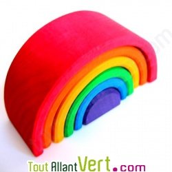 Arc en ciel bois naturel empilable, 6 pi�ces, 10.5 cm, Grimms, 