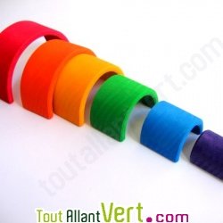 Arc en ciel bois naturel empilable, 6 pi�ces, 10.5 cm, Grimms, 