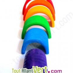 Arc en ciel bois naturel empilable, 6 pi�ces, 10.5 cm, Grimms, 
