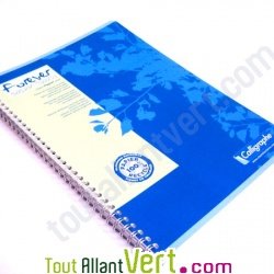 Cahier � spirale recycl� lign� A4 96p Bleu Forever