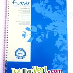Cahier � spirale recycl� lign� A4 96p Bleu Forever