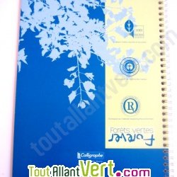 Cahier � spirale recycl� lign� A4 96p Bleu Forever