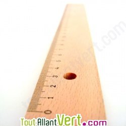R�gle en bois en h�tre non trait� 20 cm - Double d�cim�tre