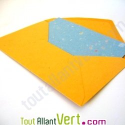 Enveloppes recycl�es rustiques jaune +cartes jaunes x20