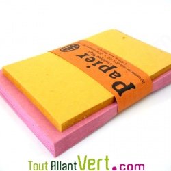 Enveloppes recycl�es rustiques framboise + cartes jaunes x20
