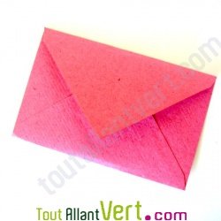 Enveloppes recycl�es rustiques framboise + cartes jaunes x20