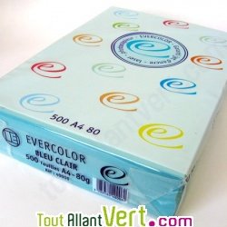 Papier A4 Evercolor 80g/m2 Couleur Bleu Clair, 500 feuilles