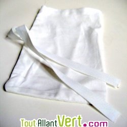 Pochette blanche refermable pour noix de lavage coton