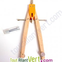 Compas r�glable en bois naturel non trait� 16cm
