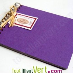 Album photo recycl� lavande, int�rieur blanc, 18x23cm 30 pages