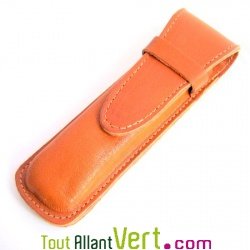 Etui en cuir cognac avec 1 Stylo et 1 porte-mine r�tractables