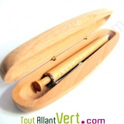 Coffret 1 stylo r�tractable en bois de h�tre