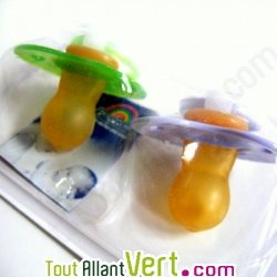 Sucettes en latex naturel, lot de 2, pour b�b�s 6-18 mois, Mauve et Verte