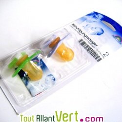 Sucettes en latex naturel, lot de 2, pour b�b�s 6-18 mois, Mauve et Verte