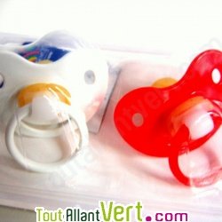 Sucettes en latex naturel, lot de 2, pour b�b�s 0-6 mois