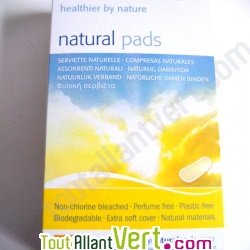 Serviettes hygi�niques naturelles r�gulier sans rabat, boite x20