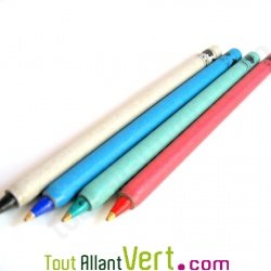 Set de 4 stylos en papier recycl� 4 couleurs + recharges