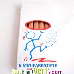 Bo�te de 6 mini-crayons de couleur en bois naturel