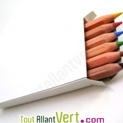 Bo�te de 6 mini-crayons de couleur en bois naturel